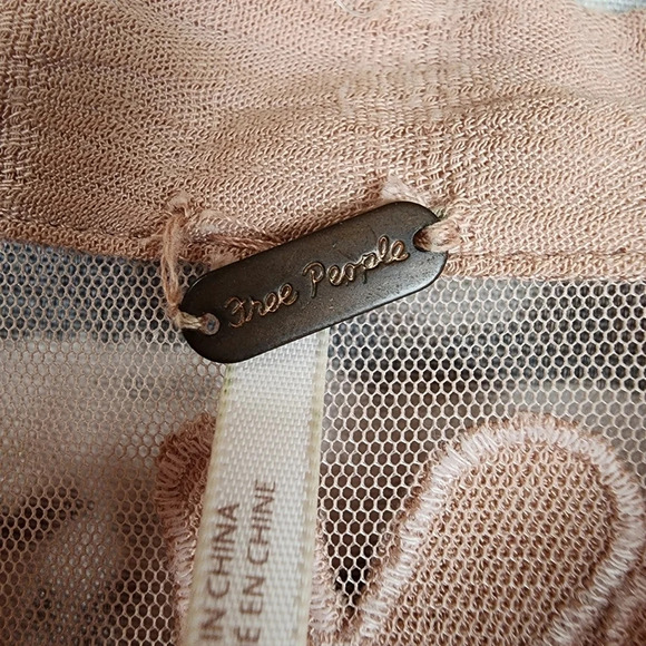 Free People Western Romance Mesh Applique Swing Top Rose  Pink Size XS - Picture 3 of 16